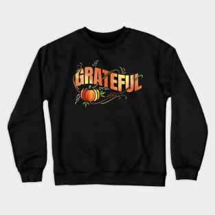 Pumpkin Wheat Ear Grateful Thanksgiving Crewneck Sweatshirt
